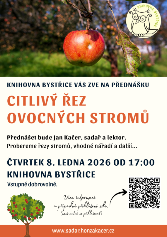 Přednáška: Citlivý řez ovocných stromů - sadař Jan Kačer 